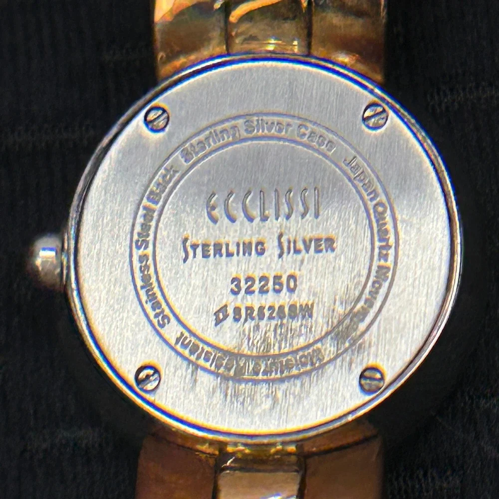 Ecclissi Sterling Silver Watch 32250‎ Japan Quartz White Dial Link Bracelet